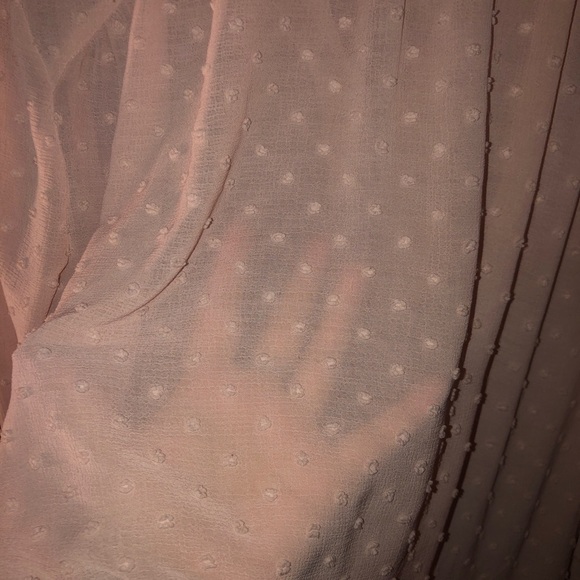 Blu Pepper Light Pink Swiss Dot Long Sleeve Bow Blouse Top - Picture 4 of 9